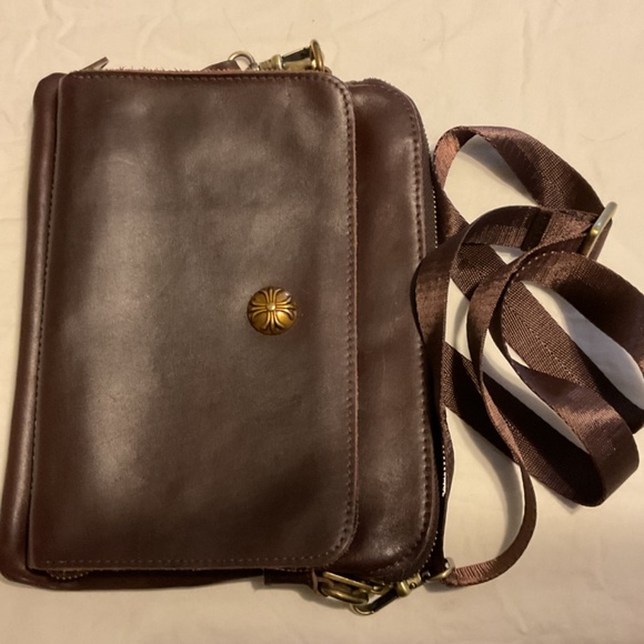 Linshi Tasks Brown Leather Organizer Crossbody Purse. - Picture 15 of 15